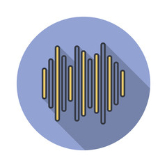 sound waves long shadow icon. Simple color vector of web icons for ui and ux, website or mobile application