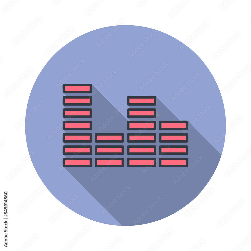 Aufkleber sound wave long shadow icon. simple color vector of web icons for ui and ux, website or mobile appli