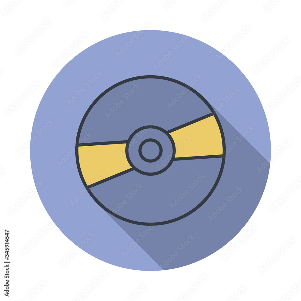 Poster cd disc long shadow icon. simple color vector of web icons for ui and ux, website or mobile applicat