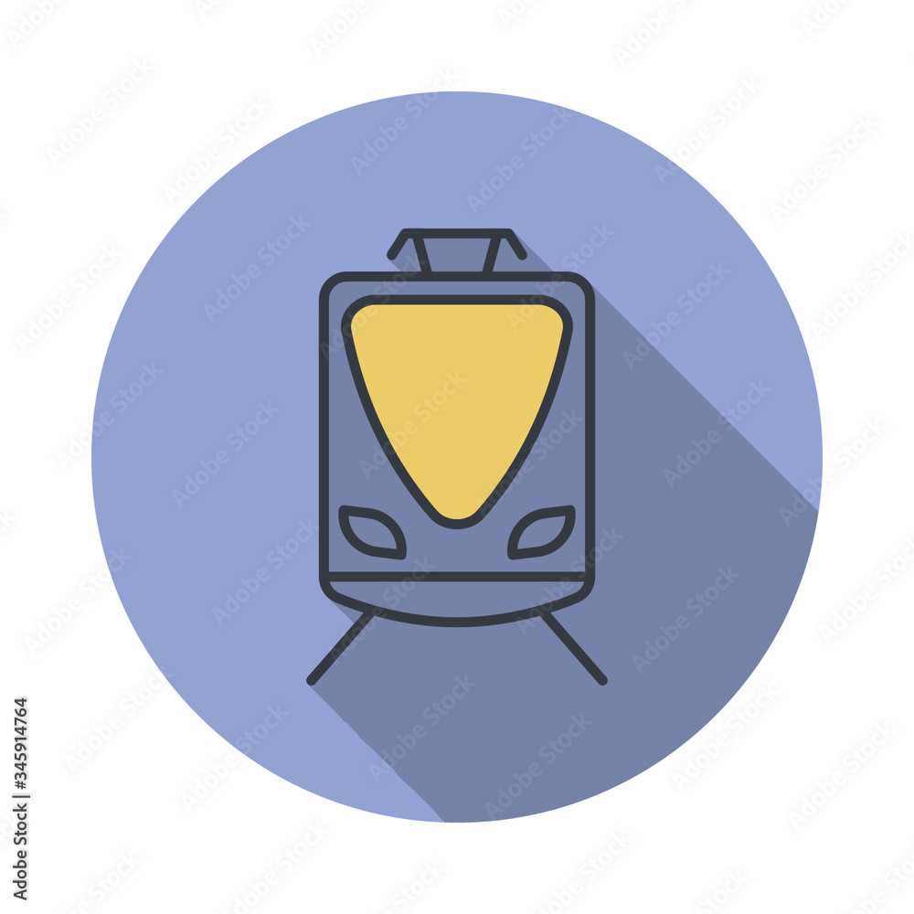 Aufkleber a train long shadow icon. simple color vector of web icons for ui and ux, website or mobile applicat