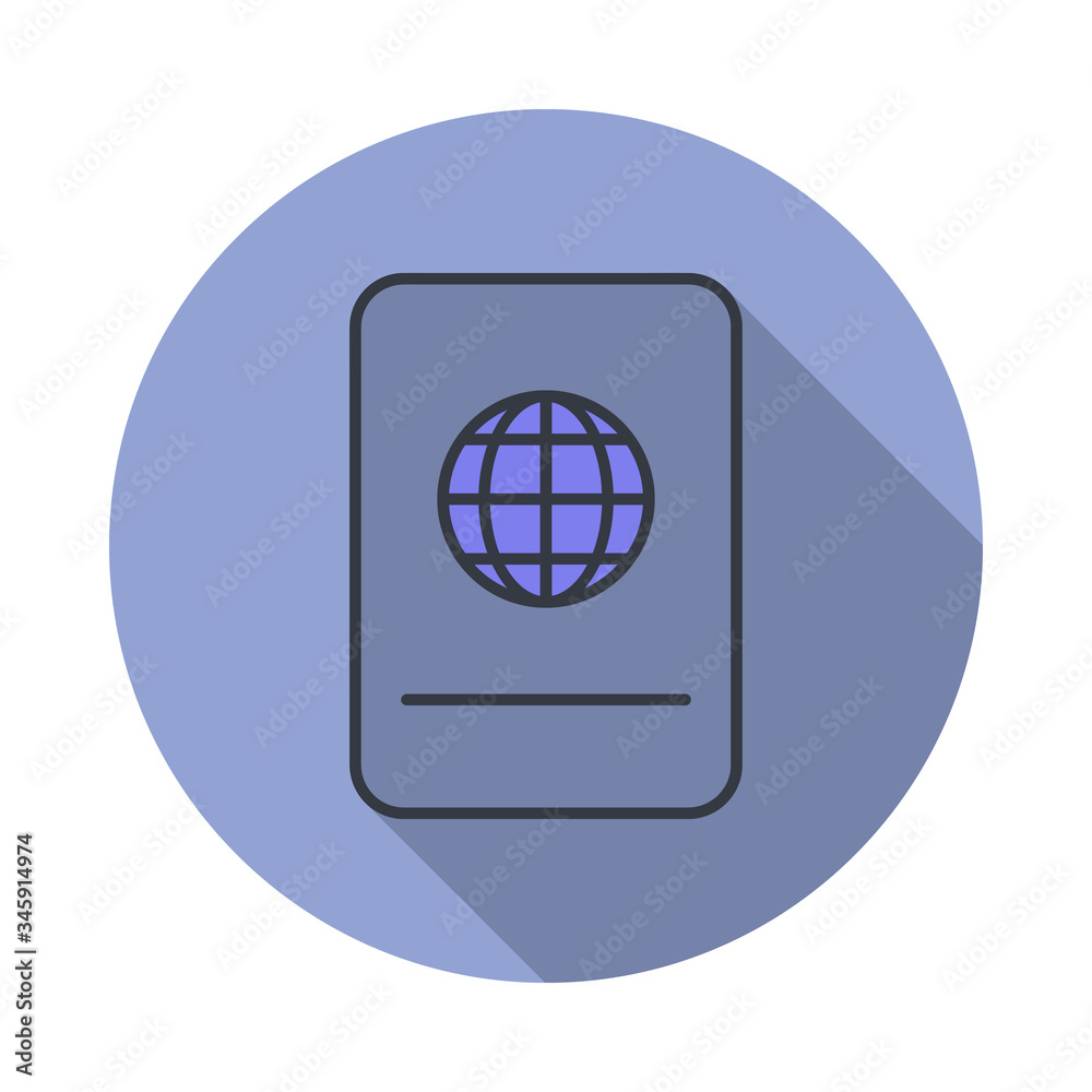 Poster passport long shadow icon. simple color vector of web icons for ui and ux, website or mobile applica