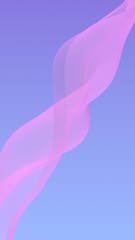 Pink wave on blue sky abstract background. Fluttering pink scarf. Waving on wind pink fabric. Vertical orientation. 3D illustration