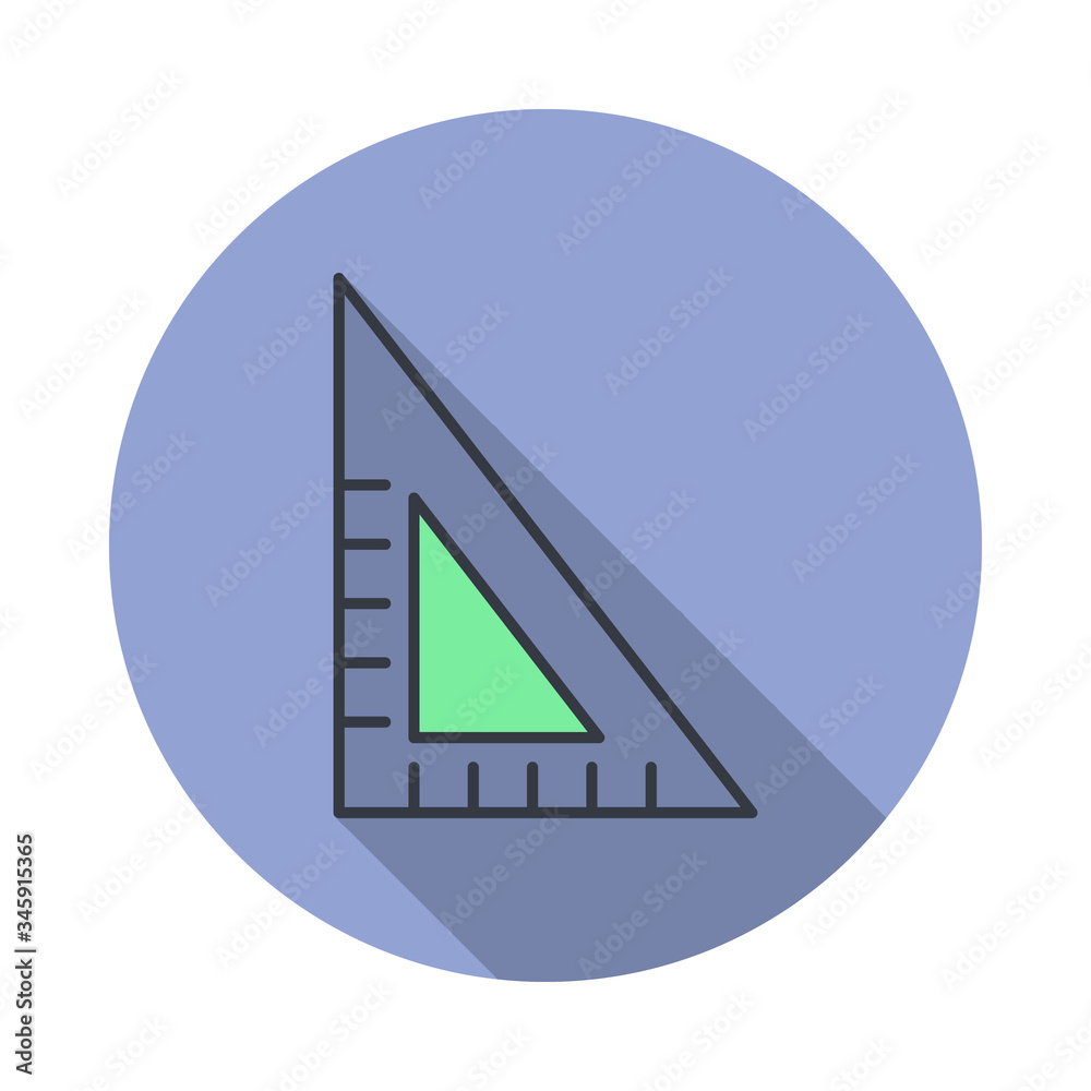 Poster angle ruler long shadow icon. simple color vector of web icons for ui and ux, website or mobile appl