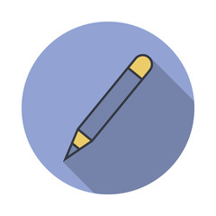 a pen long shadow icon. Simple color vector of web icons for ui and ux, website or mobile application