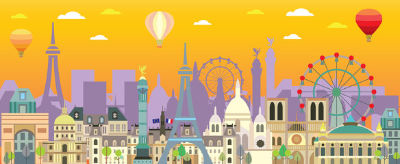 Paris skyline vector 11