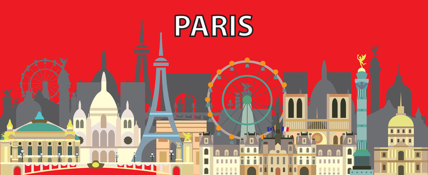 Paris skyline vector 12