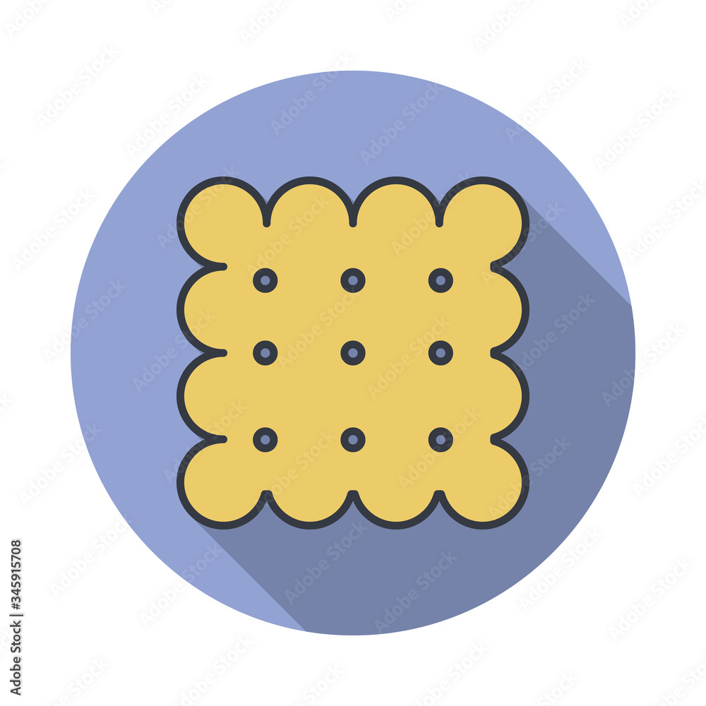 Aufkleber biscuit long shadow icon. simple color vector of web icons for ui and ux, website or mobile applicat