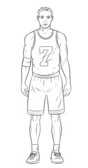 Basketball player black and white illustration