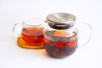 Coffee cherry tea on the white background