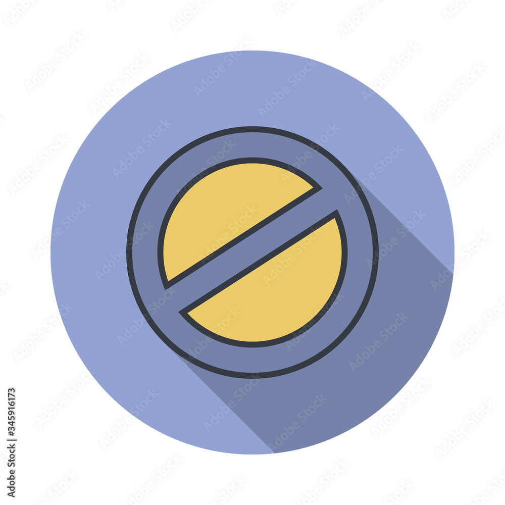 Aufkleber prohibition long shadow icon. simple color vector of web icons for ui and ux, website or mobile appl