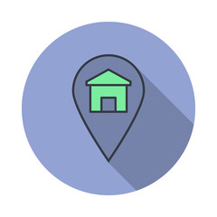 home destination long shadow icon. Simple color vector of web icons for ui and ux, website or mobile application