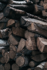 firewood stack. wooden background 