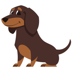 Sitting Dachshund dog. Cute pet in cartoon style.