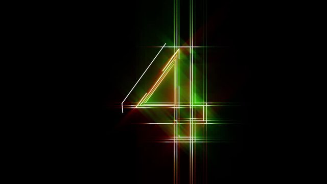 Animated Glowing line numbers, number 04, can be used for graphic presentations, backgrounds or logos