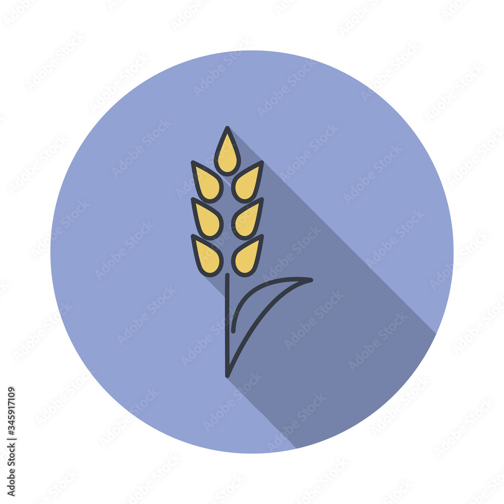 Poster ear long shadow icon. simple color vector of web icons for ui and ux, website or mobile application