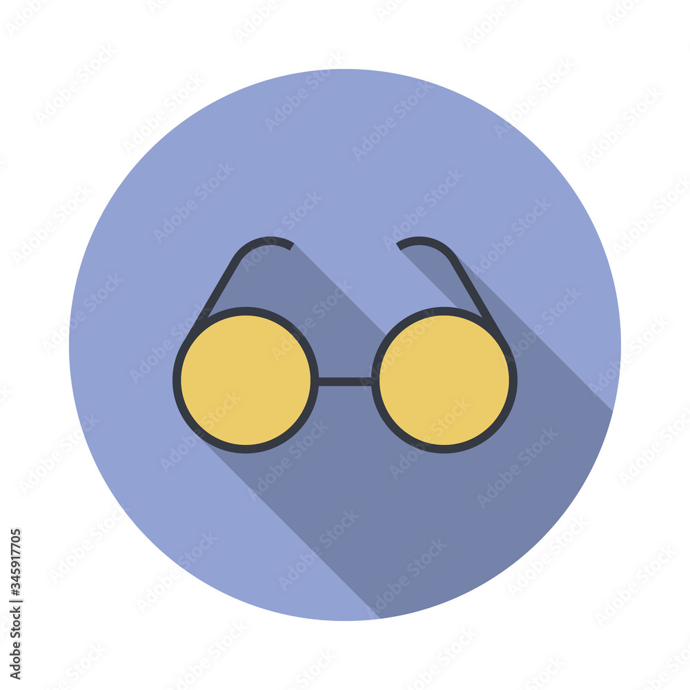 Aufkleber spectacles long shadow icon. simple color vector of web icons for ui and ux, website or mobile appli
