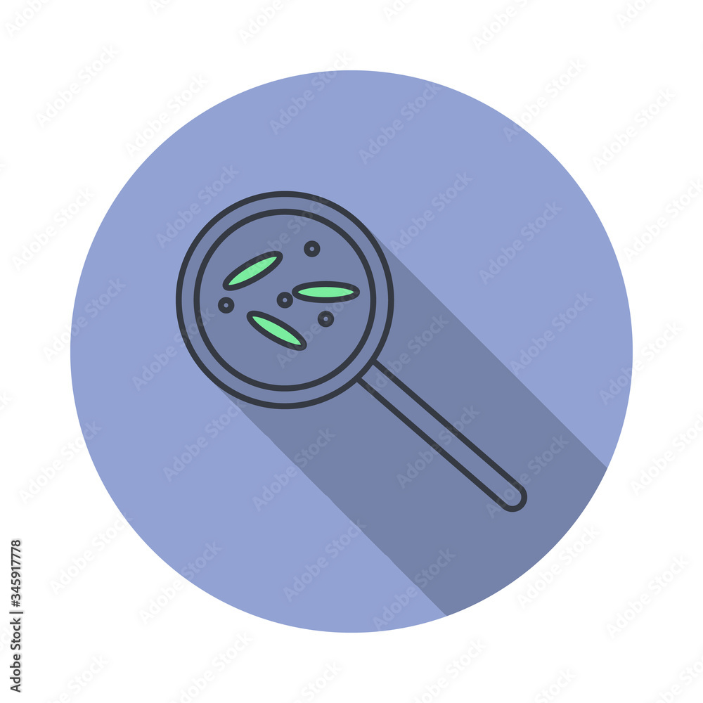 Aufkleber bacteria under the microscope long shadow icon. simple color vector of web icons for ui and ux, webs
