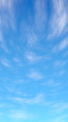 Blue sky background with white clouds. Cumulus white clouds in the clear blue sky in the morning. 3D illustration