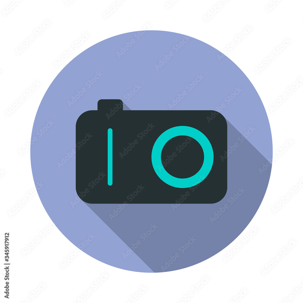 Aufkleber camera long shadow icon. simple color vector of web icons for ui and ux, website or mobile applicati