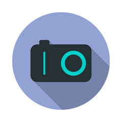 camera long shadow icon. Simple color vector of web icons for ui and ux, website or mobile application