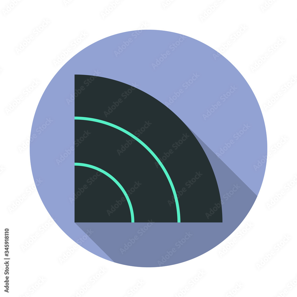 Aufkleber radio wave long shadow icon. simple color vector of web icons for ui and ux, website or mobile appli