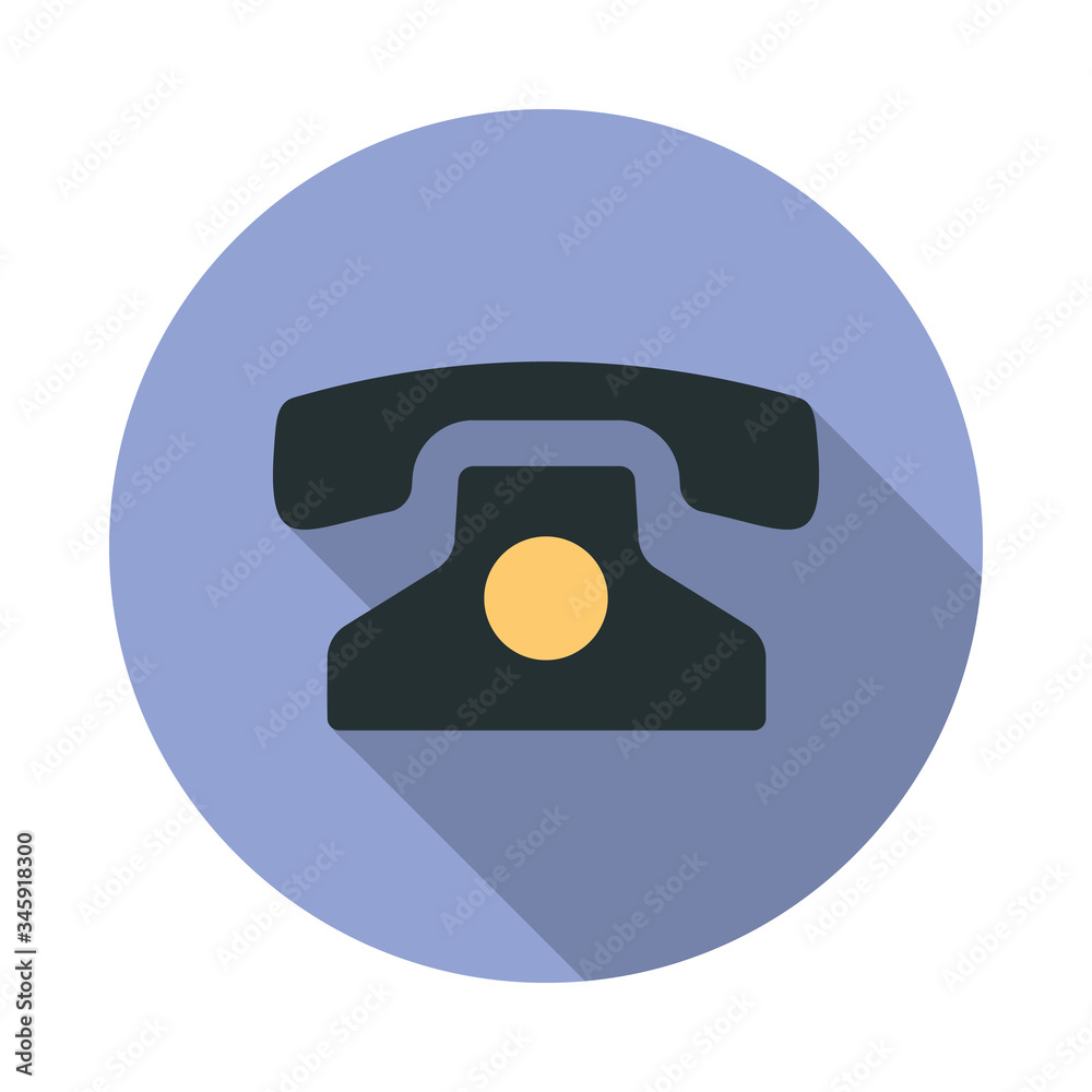 Poster old phone long shadow icon. simple color vector of web icons for ui and ux, website or mobile applic