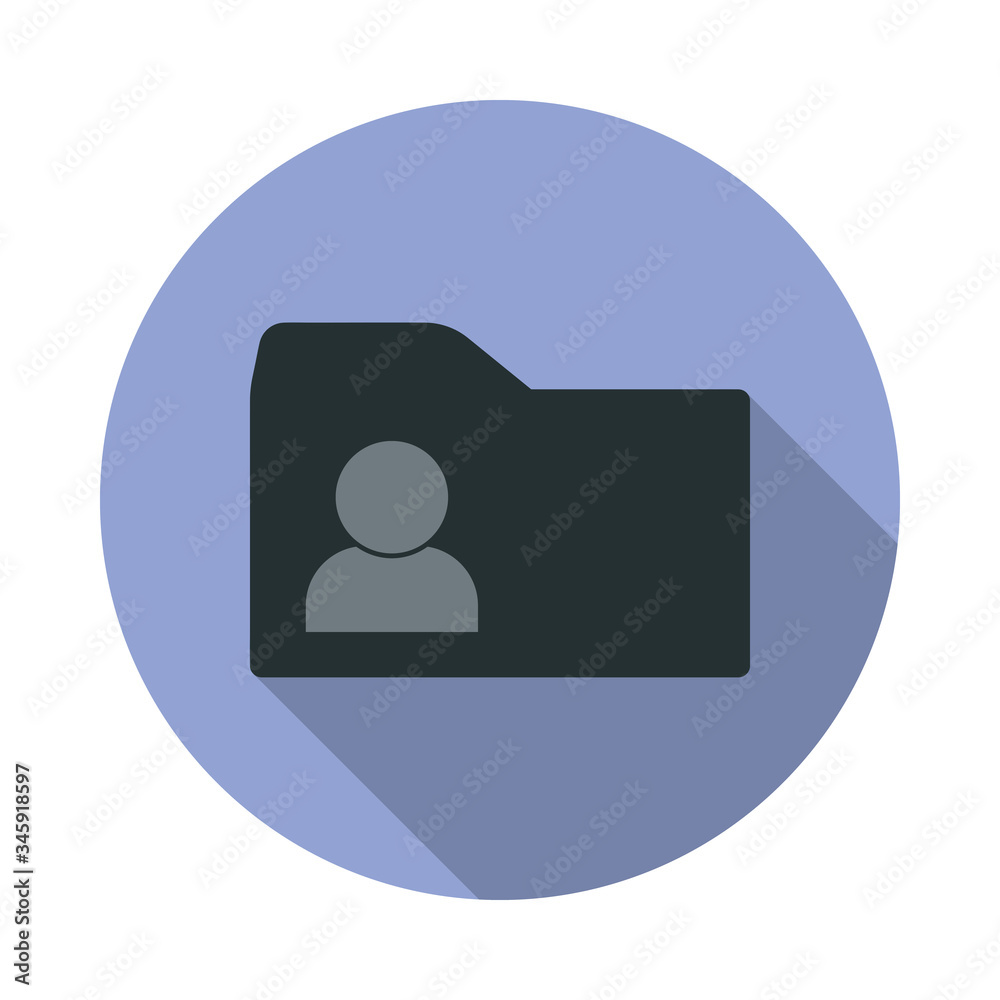 Aufkleber folder with contacts long shadow icon. simple color vector of web icons for ui and ux, website or mo