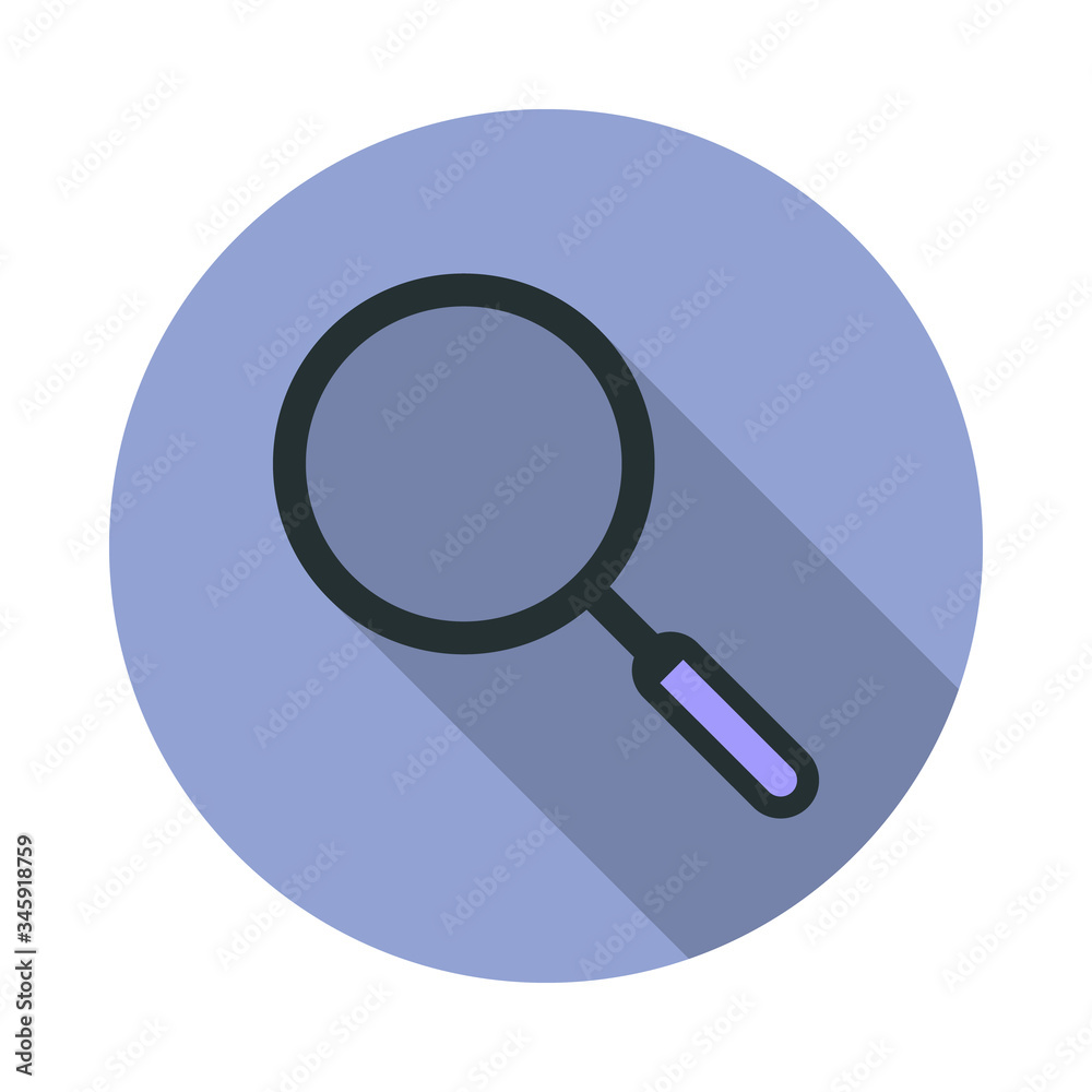 Aufkleber magnifier long shadow icon. simple color vector of web icons for ui and ux, website or mobile applic