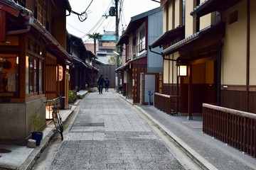 narrow street in the old town of Kyoto