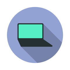 Fototapeta premium a laptop long shadow icon. Simple color vector of web icons for ui and ux, website or mobile application