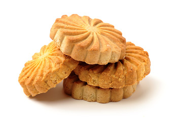 Cookies made of whole grain cereals on a white background