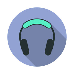 Fototapeta na wymiar headphones long shadow icon. Simple color vector of web icons for ui and ux, website or mobile application