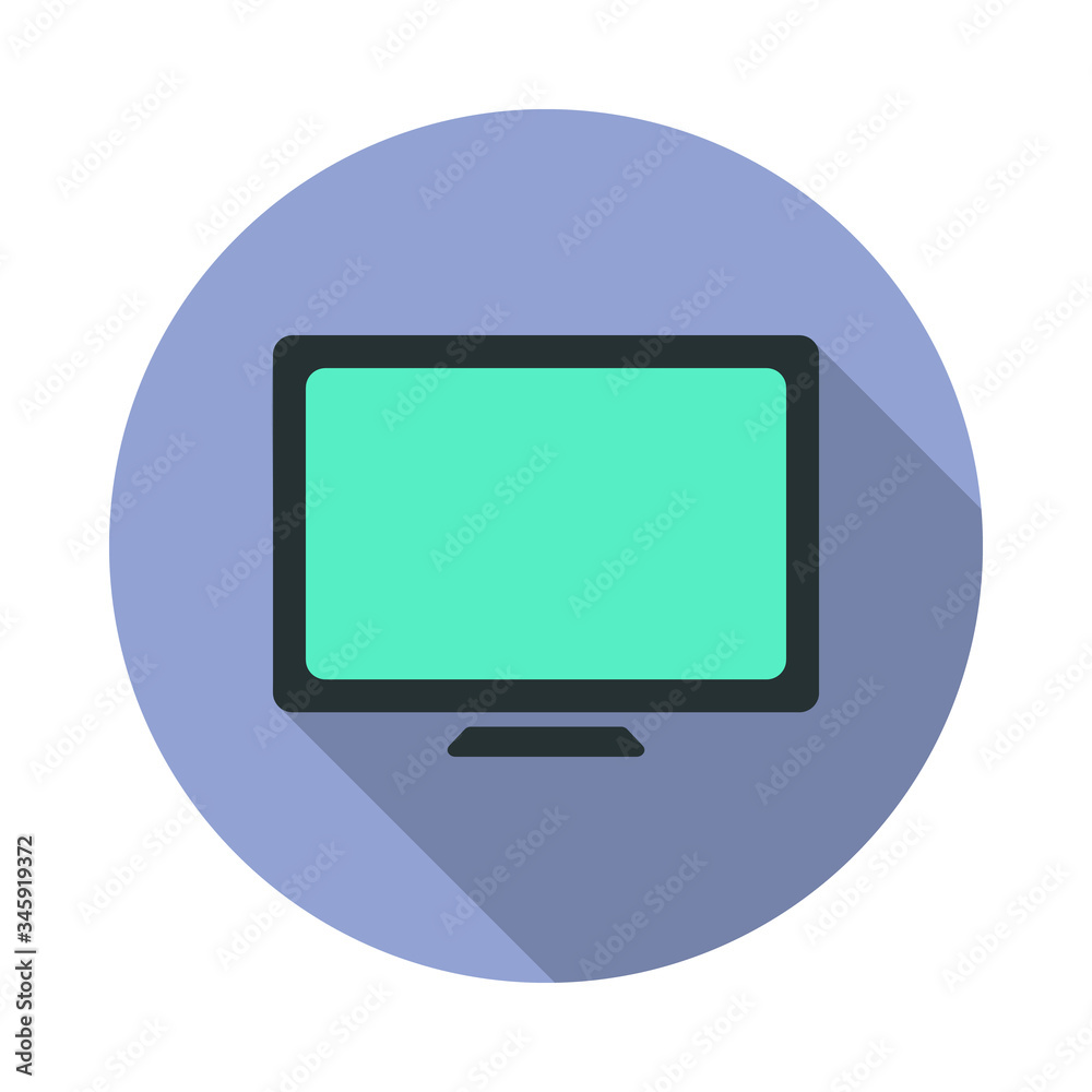 Aufkleber monitor long shadow icon. simple color vector of web icons for ui and ux, website or mobile applicat