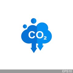 co2, carbon dioxide emissions icon on white background.vector illustration