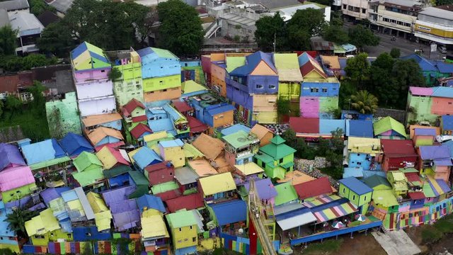 Kampung Pelangi rainbow village, vibrant painted houses in East Java