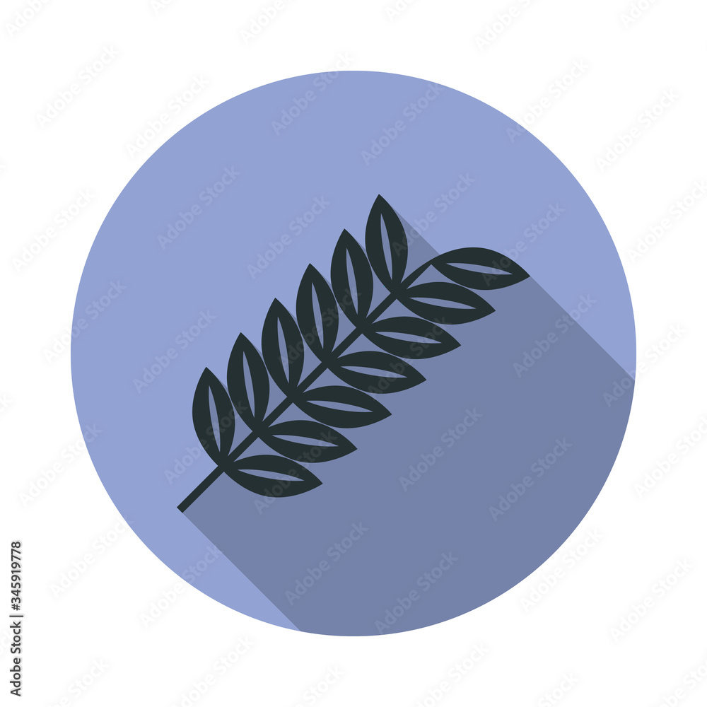 Aufkleber branch with leaves long shadow icon. simple color vector of web icons for ui and ux, website or mobi