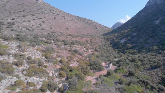 AERIAL: mountains in datca region turkey