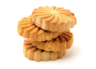 Cookies made of whole grain cereals on a white background
