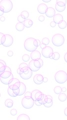 Naklejka premium Pink colored background with purple bubbles. Wallpaper, texture purple balloons. 3D illustration