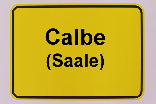 Grafische Darstellung des Stadteingangsschildes der Stadt Calbe (Saale)