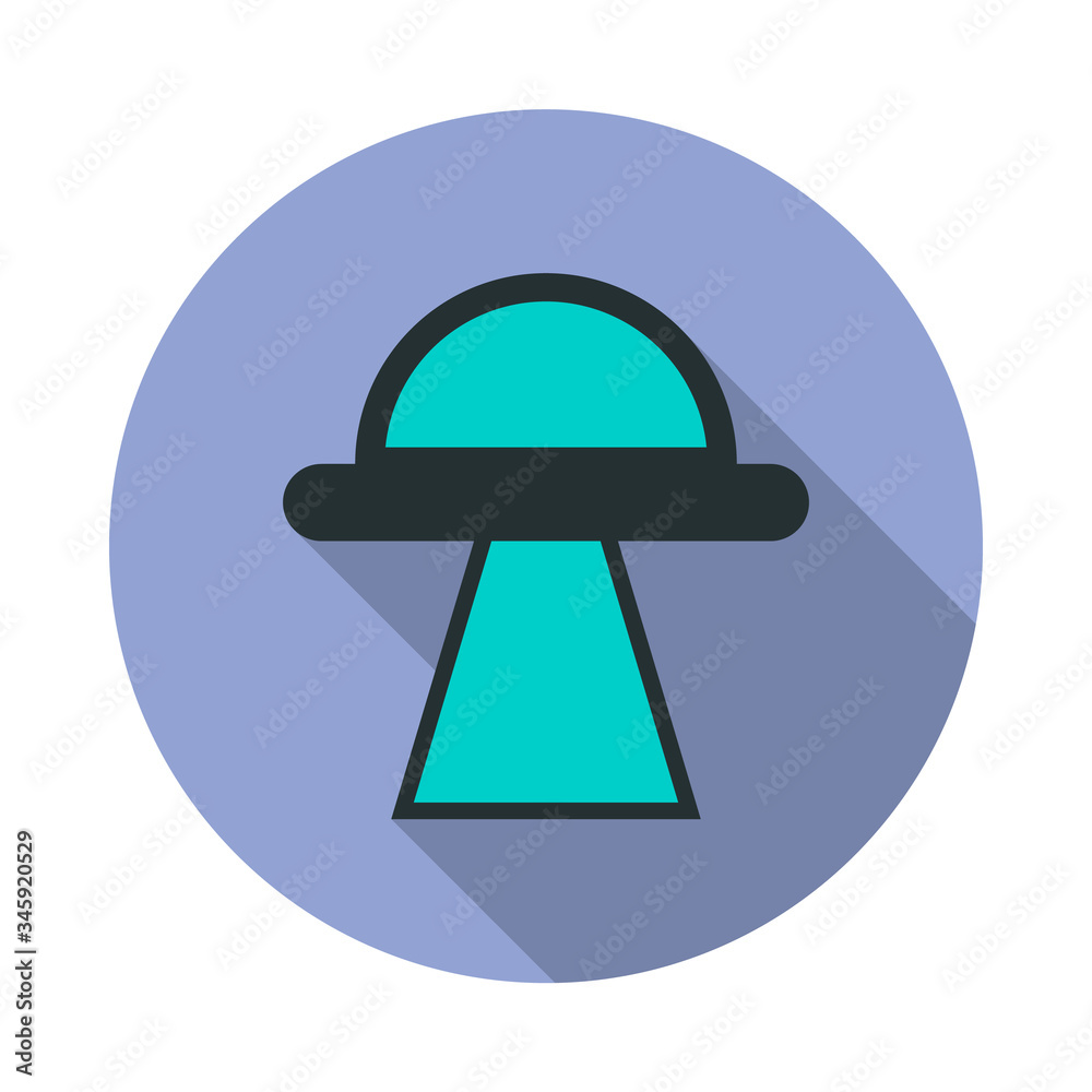 Poster ufo long shadow icon. simple color vector of web icons for ui and ux, website or mobile application