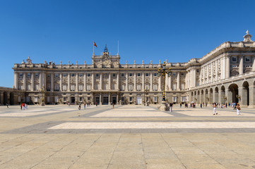 Fototapeta na wymiar Interior Courtyard Of The Royal Palace Of Madrid. June 15, 2019. Madrid. Spain. Travel Tourism Holidays
