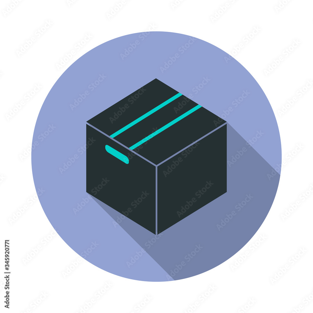 Poster packing box long shadow icon. simple color vector of web icons for ui and ux, website or mobile appl
