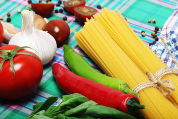 Ingredients for traditional Italian pasta