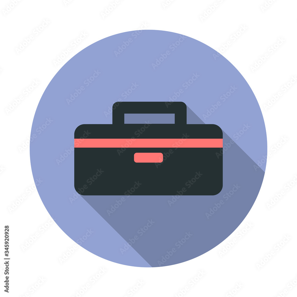 Aufkleber tool bag long shadow icon. simple color vector of web icons for ui and ux, website or mobile applica