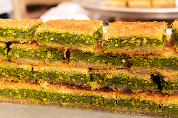 Traditional cataif sweet dessert delights, pastry during hotel brunch buffet