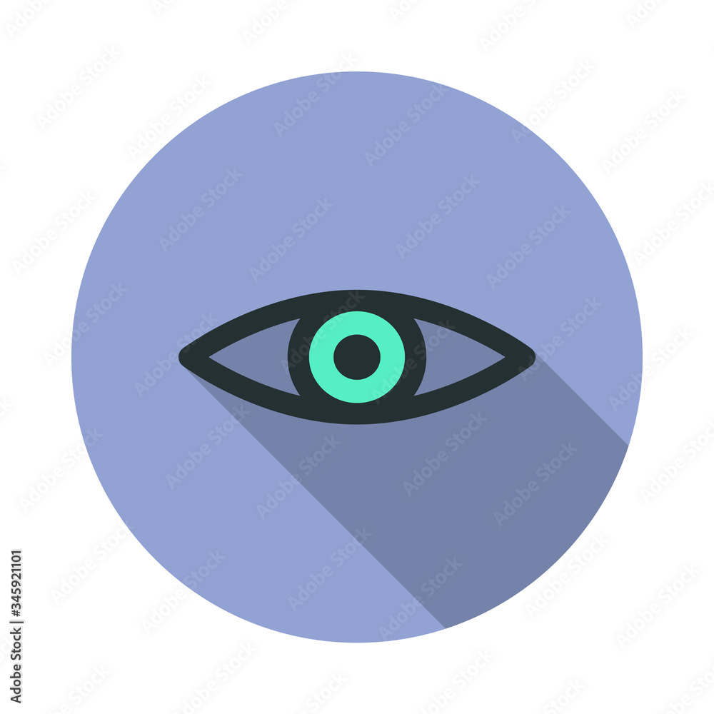Poster eye long shadow icon. simple color vector of web icons for ui and ux, website or mobile application