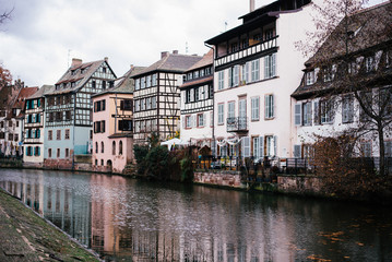 Fototapeta na wymiar Fragment of Petite France cityscape in Strasbourg.