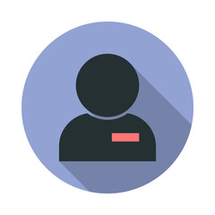 deleting a contact long shadow icon. Simple color vector of web icons for ui and ux, website or mobile application
