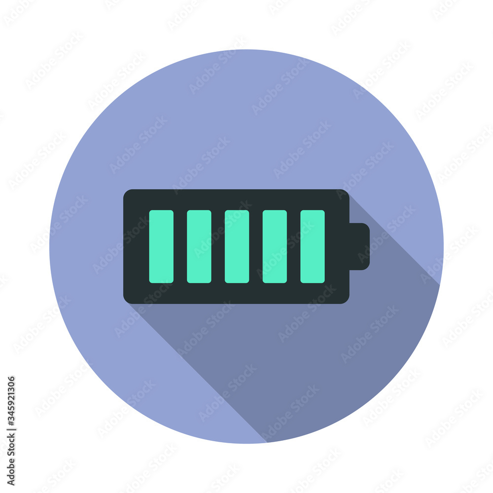 Poster full charge long shadow icon. simple color vector of web icons for ui and ux, website or mobile appl